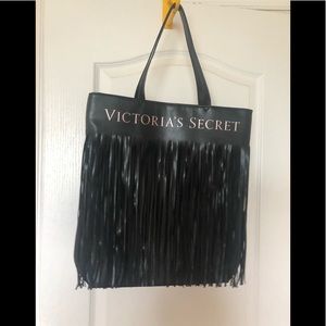 NWOT Victoria’s Secret Black Fringe Tote